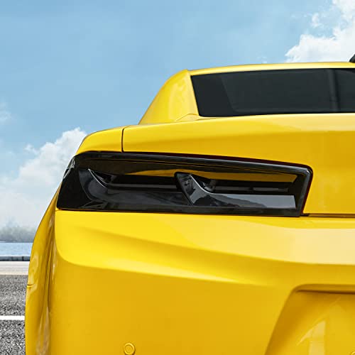 SQQP Tail Light Lamp Guard Cover Trim, Rear Light Frame Exterior Accessories Kit 2Pcs Compatible with 2016-2018 Chevrolet Camaro(Smoked Black)