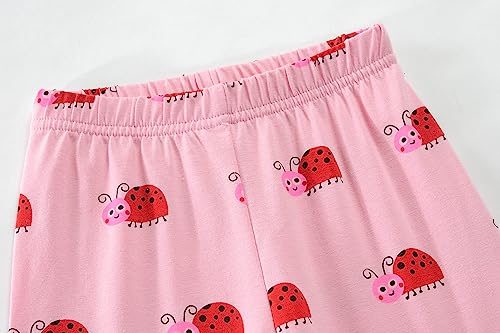 EULLA Kinder Mädchen Schlafanzüge Winter Pyjama Set Marienkäfer Langarm Baumwolle Zweiteilig Nachtwäsche 2 Jahre alt 5# Rosa Marienkäfer DE 92