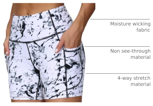 Image of THE GYM PEOPLE High Waist Yoga Shorts for Women's Tummy Control Fitness Athletic Workout Running Shorts with Deep Pockets