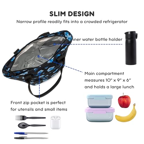 Image of J World Lola Lunch Tote Bag Insulated Lunch-Box for Women & Teen Girls, Night Bloom