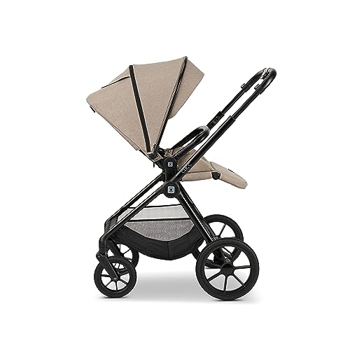 MOON 2 in 1 Kombi-Kinderwagen CLICC, Mud/Melange, mit Wanne und Sportwagen Sitz, bis 22 kg, faltbar mit Sportsitz, inkl. Wickeltasche, Fußsack, Regenschutz und Adapter, Kollektion 2024
