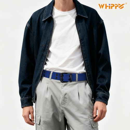 Image of WHIPPY Canvas Double Grommet Belt Unisex Casual Double Prong Belt for Men Women for Jeans Pants