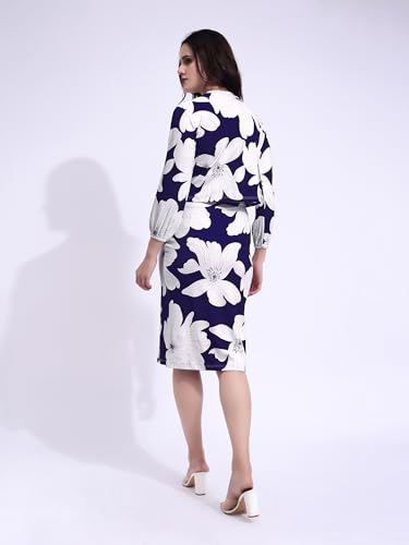 Image of PURVAJA Women's Puff Sleeve Midi Printed Co-Ords
