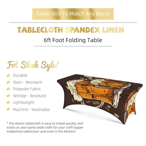 Nappe de bière rectangulaire 1,8m en élasthanne blanc extensible pour table de buffet et réception