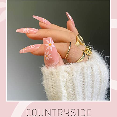 Ellxen Set di 24 adesivi per unghie finte medie e