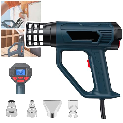 ZAYMGPD Pistola De Aire Caliente De 2500 W,Pantalla LCD Digital,Ajuste De Temperatura De 50 ℃ a 550 ℃,2 Velocidades,4 Boquillas, Cable De 1,7 M,para Tubos Termorretráctiles Y Decapado De Pintura
