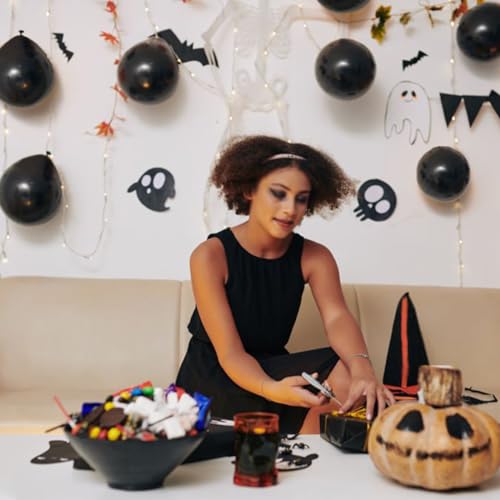Image of Black Balloons 110Pcs, 5 Inch Small Black Latex Party Balloons, Mini Thick Black Birthday Balloons for Wedding Baby Shower Decorations.