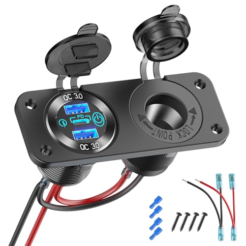 Presa USB Pannello Per Auto Con PD 36W, QC3.0 22.5W, Voltmetro LED, Interruttore, Presa Accendisigari, 12-24V Per Camper, Barca, Camion