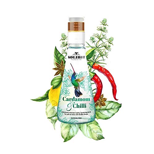 Cardamom & Chilli Naturally Flavored Sparkling Water by Kolibri - Non Alcoholic Drinks, Cocktail Mixers with Agave Syrup - Botanical, Bubbly, Fizzy Natural Spring Tonic Water for Mocktails (6 Pack)