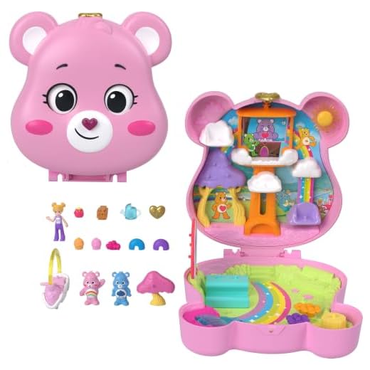 Polly Pocket, Brinquedo Estojo Ursinhos Carinhosos com 3 Microbonecas e Acessórios Temáticos, Mattel