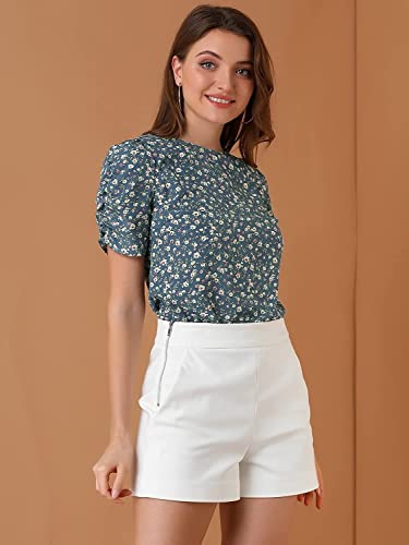 Image of TAGAS Women's Floral Puff Sleeves Western Top