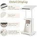 Moccha Lectern Podium Stand, Height Adjustable Sit to Stand Desk w/ 180° Tilting Tabletop, Storage Cabinet, Lockable Casters, Rolling Lectern Cart Laptop Desk for Home, Office, School (White)