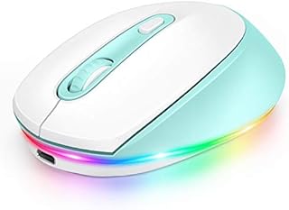 Seenda Silent Bluetooth Mouse, Rechargeable 3-Mode Bluetooth Wireless Mouse for Kids, Laptop, Tablet, PC, Windows 7/8/10, Macbook, Android, Cute LED Backlit, DPI (1000/1600/2400) - Pink