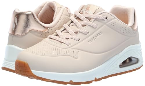 Image of Skechers Women's Uno - Shimmer Away Wedge Slip-On Fashion Sneakers, Natural, 8 Wide