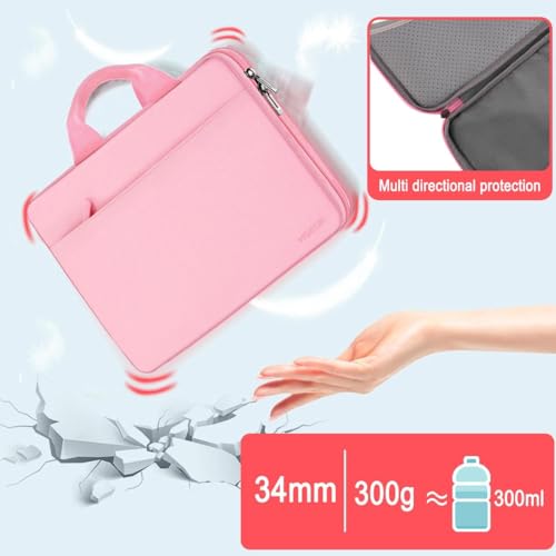 Image of Hseok Laptop Case 13.3-14 Inch Sleeve,TSA Shockproof Computer Handbag,Compatible with MacBook Neo /Pro 14 M5 /M4 /M3 /M2 /M1,All Models 13.3 inch MacBook Air /Pro,XPS 13 /14,Most 13-14 Notebooks,Pink