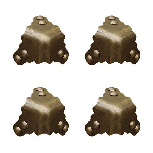Mejores precios y opiniones de Regalo muebles antiguos los mejores 5. 35 Tiazza 4 protectores de esquina de latón puro vintage, accesorios antiguos, caja de regalo de madera, gabinete, tres lados, protector de esquina