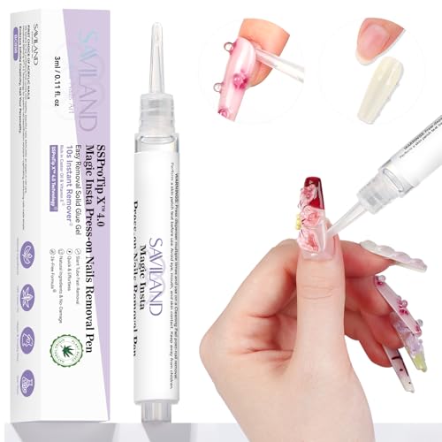 SAVILAND Stylo Dissolvant Vernis à Ongles: Enlèvement de Vernis à Ongles 10 Secondes Avec de la Vitamine E Sans Acétone Bio-Sourcé pas pour Vernis Gel...