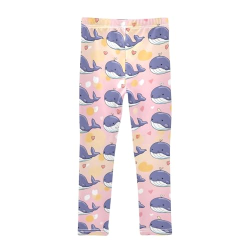 Cute Whale Love Heart Girls Leggings Soft Stretch Workout Yoga Dance Pants for Kids Casual Tights2