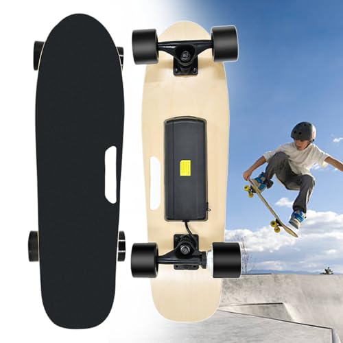 pealiritansemen Patineta Eléctrica para Desplazamientos Diarios para Adultos - Cruiserboard Portátil con Control Remoto, Velocidad Máxima De 20 Km/H, Ajuste De 3 Velocidades, Carga Máxima De 90 kg