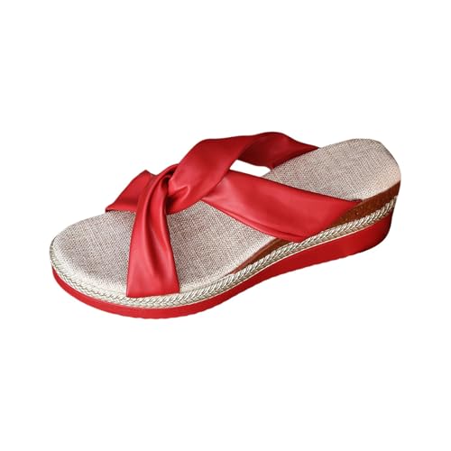 Espadrilles en lin pour femme style sandales compensées larges