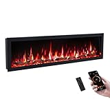 PuraFlame Bernice 72 Inch Smart Linear Electric Fireplace - Clean Hidden Vent Design, Flame with 9 Colors, Recessed in-Wall or Wall-Mount or Free Standing, Compatible with Alexa and Google Assistant