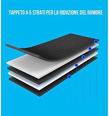 Diagram illustrating the 5-layer running belt designed for noise reduction and cushioning.