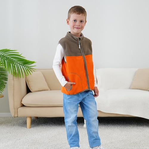 Image of Boys Full Zip Polar Fleece Vest Sleeveless Outwear Warm Jacket with Pockets