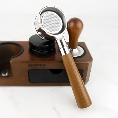 Image of HIBREW 58mm 3 Ear Bottomless Portafilter for H13 Coffee Machine - Stainless Steel with Rosewood Handle - Advanced Espresso Tool for Coffee Enthusiasts