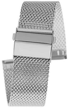 Correas de reloj negro/plata/oro rosa 18mm/20mm/22mm correa de reloj correa de malla de acero inoxidable cierre plegable relojes pulsera de repuesto