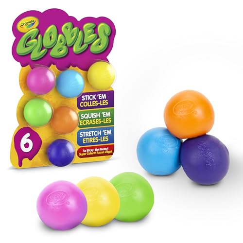 Image of Crayola Globbles Fidget Toy (6ct), Sticky Stress Ball for Adults & Kids, Squishy Balls, Calming Sensory Gifts for Stress Relief
