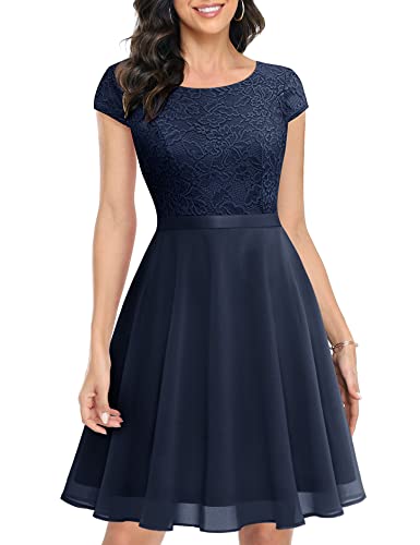 UOTORI Damen Cocktailkleid Kurz Abendkleid Elegant Spitzenkleid Chiffon...