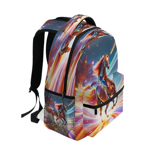 Rainbow Flying Horse Backpack for School Boys Girls Adults Kids Bookbag Laptop Bag 15L2