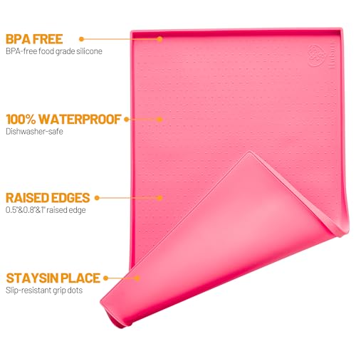 image for Hubulk Dog Feeding Mat,100% Waterproof Food Grade Silicone Pet Food an