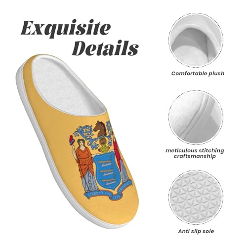 Cozy Flag of New Jersey print Slippers Indoor and Outdoor Fuzzy House Shoes Anti-Skid Sole Gifts for Women Indoor Scuff4