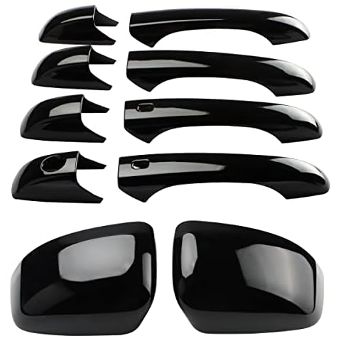 DLOVEG Car Exterior Door Handle Covers Rearview Mirror Cover Compatible for 2011-2021 Grand Cherokee Accessories for Durango 2021-2011 Black Door Handle Protector with Side Mirror Cap Cover