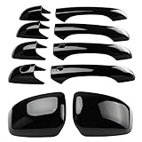 DLOVEG Car Exterior Door Handle Covers Rearview Mirror Cover Compatible for 2011-2021 Grand Cherokee Accessories for Durango 2021-2011 Black Door Handle Protector with Side Mirror Cap