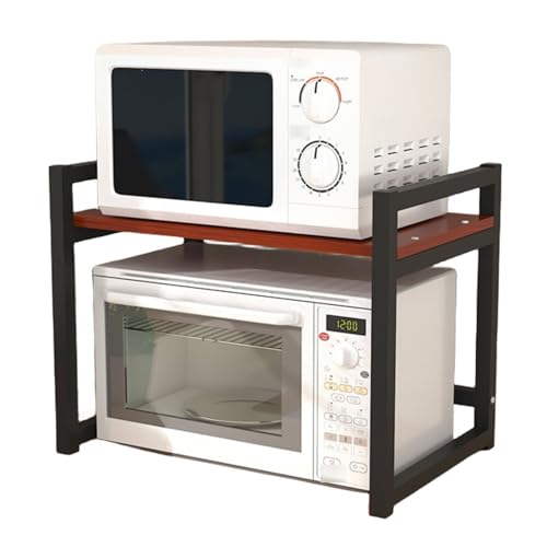 Estante resistente para horno microondas de 2 niveles con estante de almacenamiento de cocina, ahorra espacio, perfecto para cocinas pequeñas