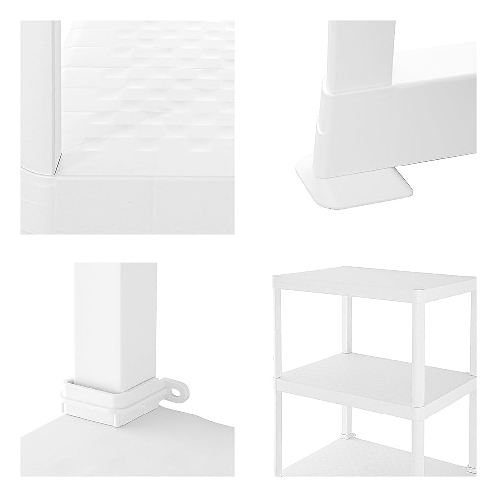 Inbagno Scaffale Sopra Lavatrice E Asciugatrice In Plastica Bianca Con 3 Ripiani Dalla Texture Antiscivolo, L 74 x P 59 x H 186 Cm, In Kit Di Montaggio Facile Da Assemblare