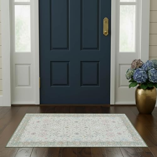 Laura Ashley Sage Aure Floral Machine Washable & Slip Resistant 26" x 45" Accent Rug