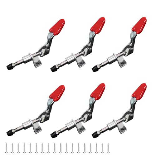 6 Stück Kniehebelspanner Klein Schnellspanner GH-301-AM Knebelklemme Anti-Rutsch Vertikale Klemmhebel mit Schrauben Waagrechtspanner Push Pull Toggle Clamp für Maschinenbetrieb Zimmerei Schweißen