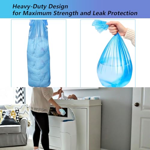 10 Pack Diaper Pail Refill Bags Replacement Scented Bag Baby Diaper pail Liners Compatible with Genie Disposal Refill Cartridge, Unversal Diaper pail accessories(Cartridge is not included), Blue - Thumbnail 4