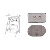 Als Babyhochstuhl für Kleinkinder (ab ca. 6 Monaten) geeignet und bis ca. 50 kg belastbar – Sitzhöhe max. 55cm, min. 42,5cm – Grundmaße 80x44.5x54cm (HxBxT), - Sitz- und Fußbrett nach Belieben in die jeweiligen Einschübe schiebbar