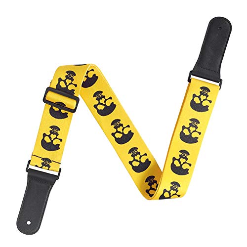 Guitar Strap Adjustable,Skull Pattern Leather Head Guitar Shoulder Strap for Acoustic Electric Bass Ukulele (yellow) Playing Accessories Performance Accessories - Image 4