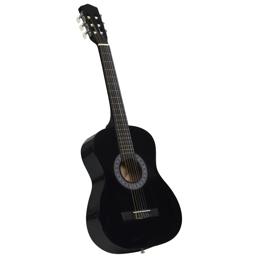 Klassische Gitarre 8-teiliges Set für Anfänger Schwarz 3/4 36" Gitarre Anfänger Gitarre für Kinder Gitarre Mittelschule Tragbare Gitarre 35x8x91,5 cm