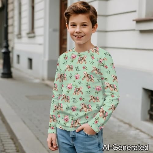 Image of Renewold Boys Girls Tees Kids T-Shirt Long Sleeve Crewneck T Shirts Casual Athletic Tops Clothing for Home School Travel