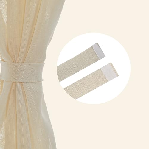 Image of Amazon Basics - Sheer Door Curtains | Light Filtering | 7 Feet | Set of 2 | Plain Design | for Living Room, Bedroom & Balcony | 115 cm x 210cm, Color - Cream