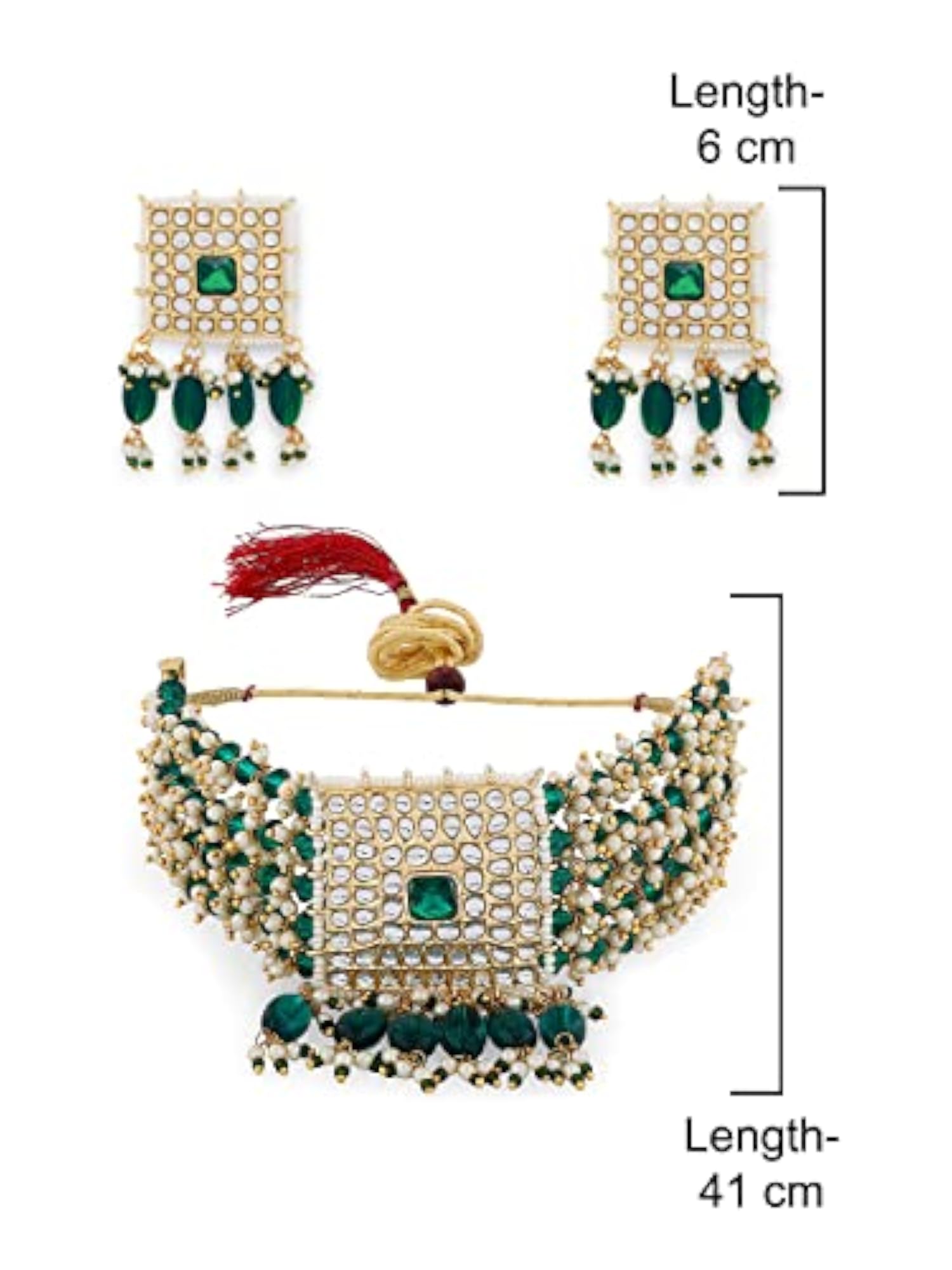 Women's Kundan Choker Necklace Earring & Ring Set