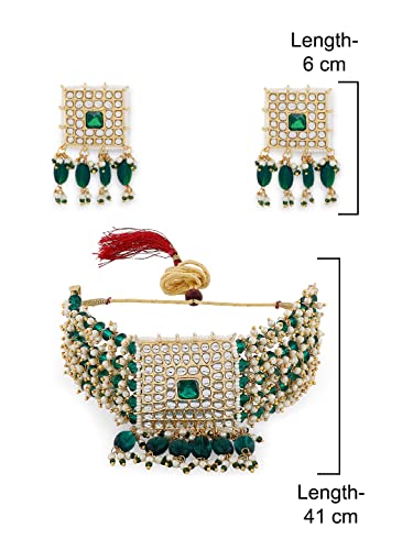 Women's Kundan Choker Necklace Earring & Ring Set