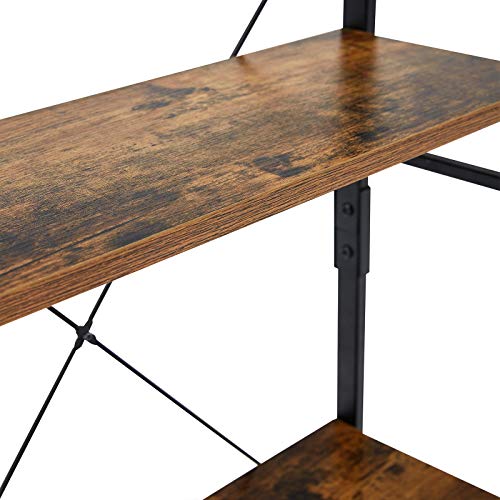 Linsy Home Ladder Shelf Bookcase,Industrial 4 Tier Bookshelf,Storage Rack Shelves for Bathroom, Living Room,Wood Look and Metal Frame,LS200P1-A