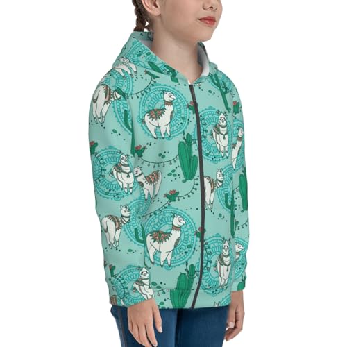 Alapaca in Boho Kid Hoodies Boys Zip Up Sweatshirts Girls Pullover with Pocket4